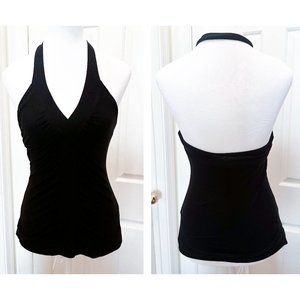Three Dots Jersey Halter Top / S Small / Vintage Y2K EUC / Black / Stretch Slim